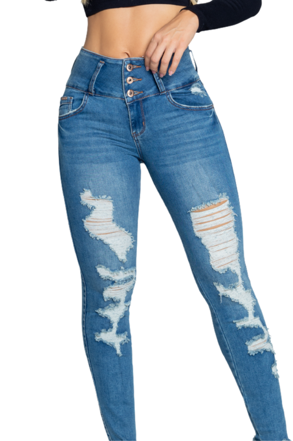 Skinny Push-Up Ripped Jeans 62315